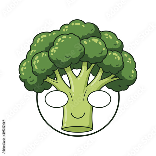 Cute Broccoli Character Illustration with a Happy Smiling Face