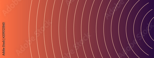 Photos Concentric circles emanate from an unseen point, creating a mesmerizing gradient of warm orange fading into deep purple, suggestive of sound waves or ripples