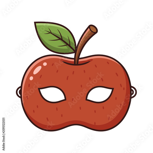 Creative Red Apple Masquerade Mask Illustration for Costume Party