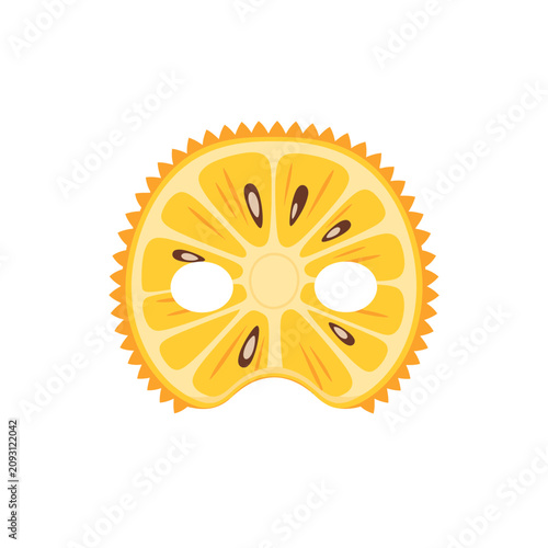 Yellow Citrus Fruit Slice Mask Vector Illustration for Costume