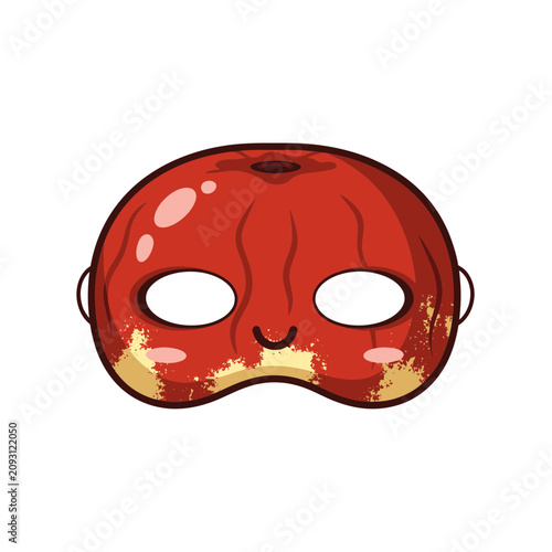 Red Organic Face Mask Illustration with Cute Smile Expression
