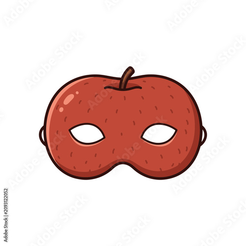 Creative Red Apple Mask for Masquerade Party Vector Illustration