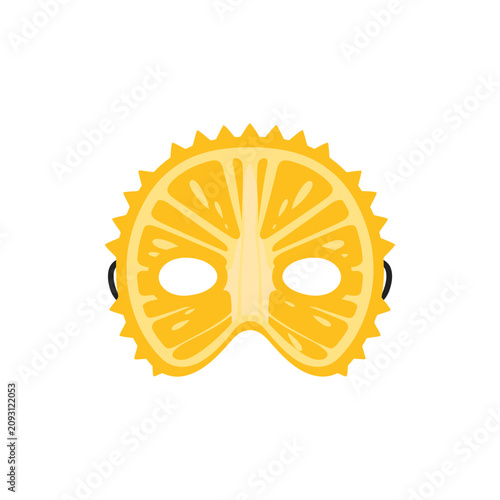 Creative Lemon Slice Masquerade Mask Illustration on White Background