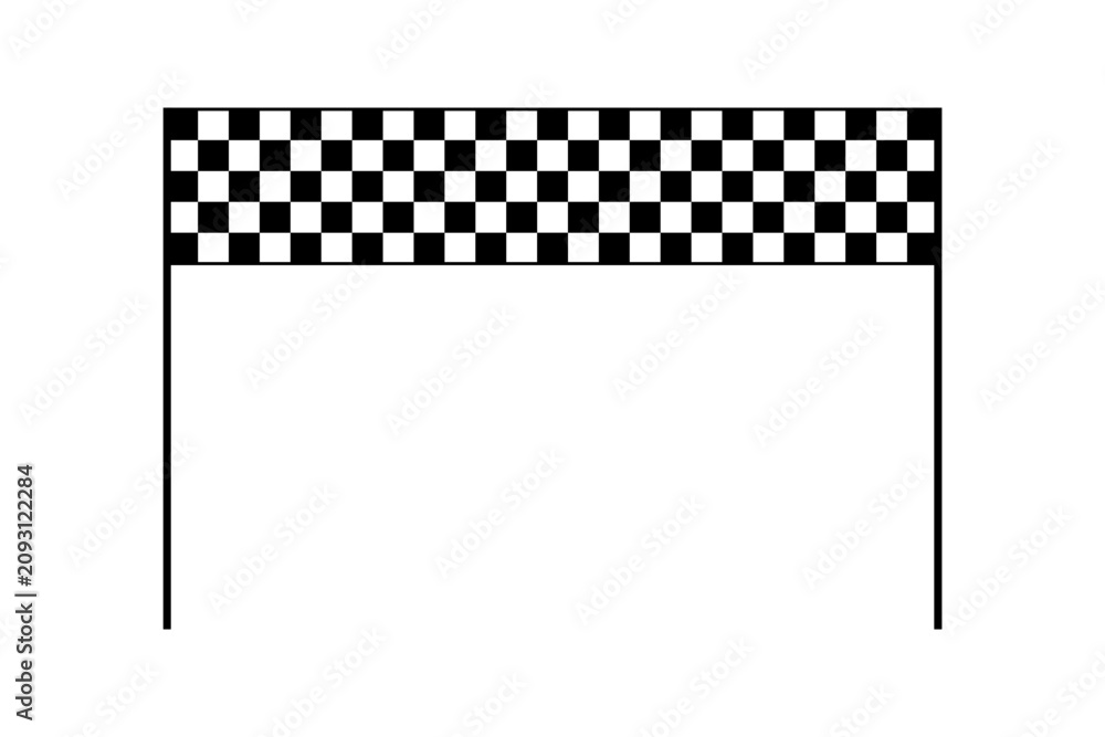 Obraz premium Start and finish checker arch line. Race checkered flag. Rally finish gate. Rally design element. F1 formula sign. Vector illustration isolated on white background.