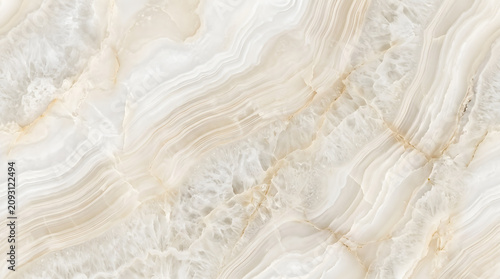 Vászonkép Agate stone texture flows in soft cream and white bands with crystalline detail