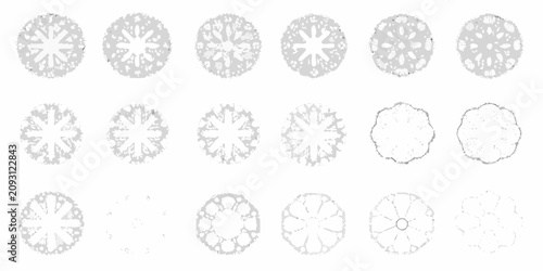 Foto collection of twelve top down tree plan views in grayscale view silhouette white