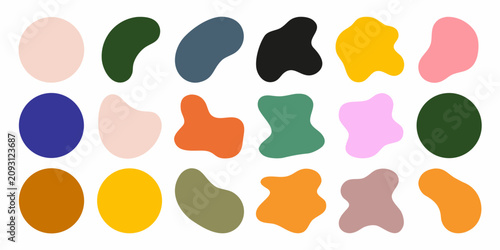 Bild auf Leinwand colorful organic blob shapes on white background abstract pattern design art mod