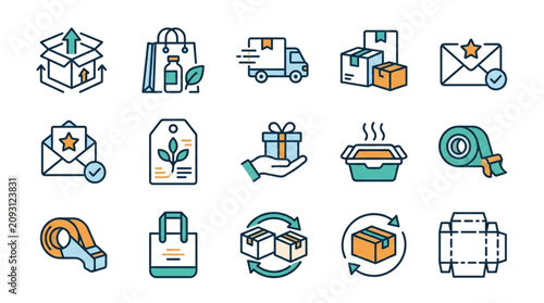 Quadro em tela Collection of Icons Representing Shipping and Delivery Services.