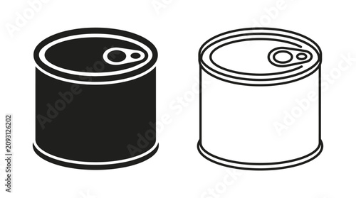 Canned Food Silhouette On White Background Black And White Illustration