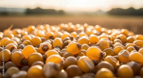 Golden Corn Kernels Glistening in Sunlight at Harvest Time