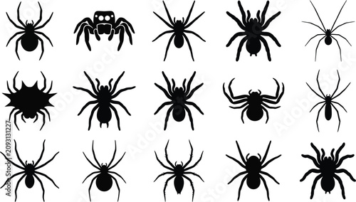 Foto Halloween spider silhouettes collection diverse arachnid designs for spooky seas