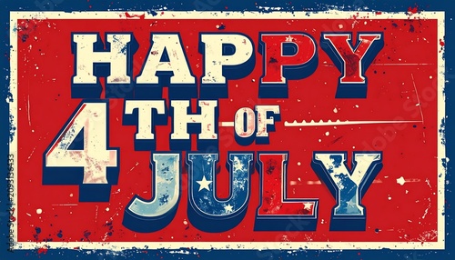 Happy 4th of July Independence Day vintage poster design.