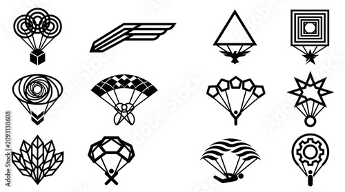 Obraz na płótnie Parachute and wing icons set.