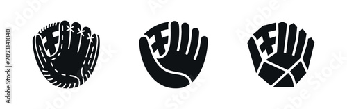 Cuadro en lienzo Set of baseball glove icons in various designs
