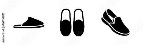 Fotografie Set of slippers and loafers icons
