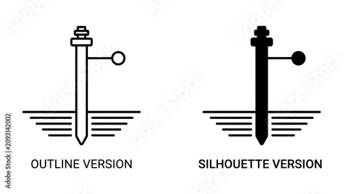 Canvastavla Two Styles of a Survey Marker: A clear outline and a bold silhouette of a survey marker post, indicating its purpose in land measurement and boundary definition