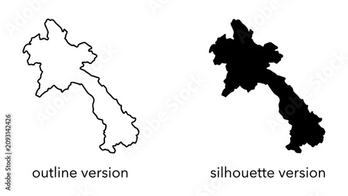 Tableau sur toile Outline and Silhouette Map of Laos