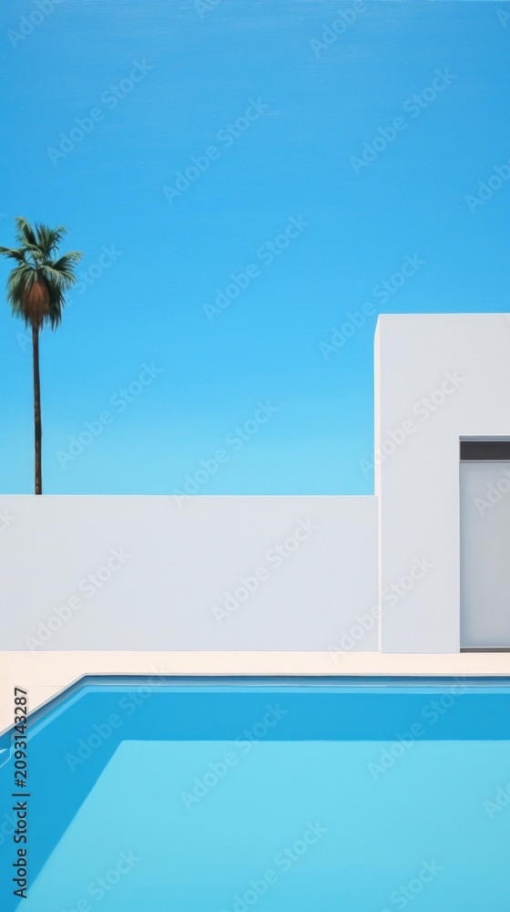 Fototapeta premium Minimal space summer architecture building outdoors.