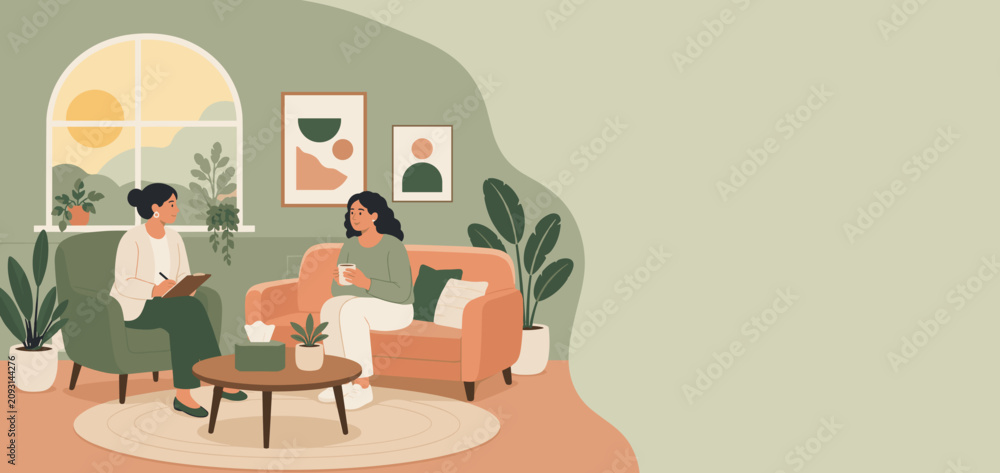 Fototapeta premium Mental Health Support Room Vector Health Campaign Banner