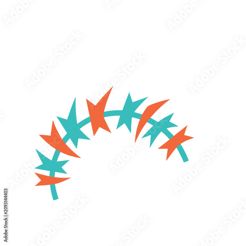 Abstract Curved Shape with Star Elements
