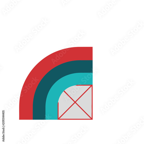 Abstract curved shapes with a square graphic