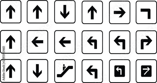 Tableau sur toile Navigation arrow icons and public signboard symbols vector set isolated on white