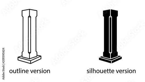 Bild auf Leinwand Pillar Design Options: Two distinct representations of a column, one as a clean outline and the other as a solid silhouette, offering versatile design elements