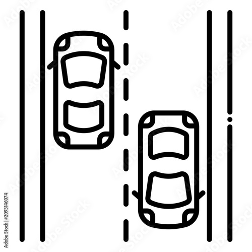 Two Lane Traffic Cars Icon