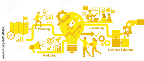 Business strategy and innovation concept with startup icons