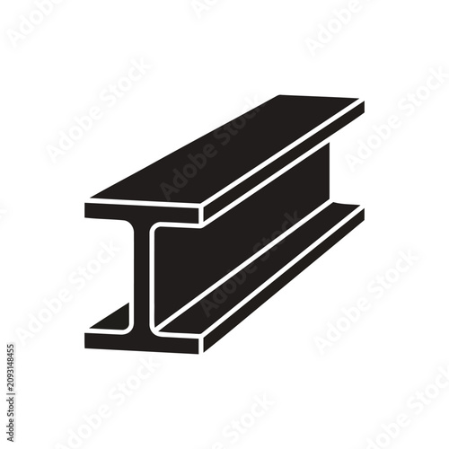 Photos Isolated simple black silhouette icon of a structural steel Ibeam used in archit