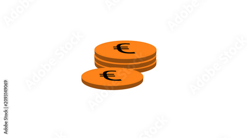 Obraz na plátně Stacked orange euro coins representing financial growth and investment concept f