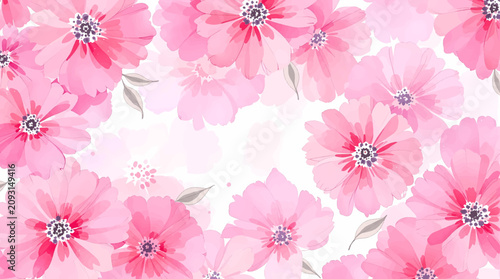 watercolor floral corners creating decorative frame with clean white copy space for creative templates