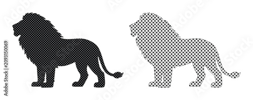 Photography Majestic lion silhouette vector, powerful big cat icon with halftone texture, wild animal graphic for branding and design projects, isolated on white