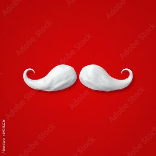 A pair of white handlebar mustaches on a red background