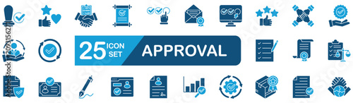 Fotografie approval Web Icon Set in Blue style Flat