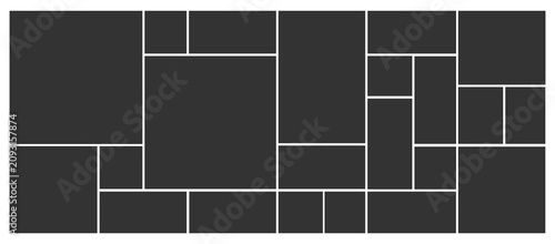 Bild auf Leinwand Creative vector Template Collage consisting of 22 frames for a photo of a square and rectangular shape