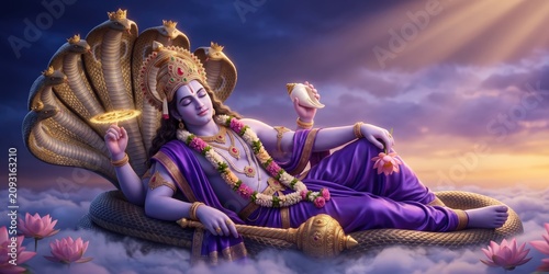 Lord Vishnu Anantashayana – Cosmic Ocean Divine Repose