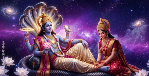 Lord Vishnu and Lakshmi – Vaikuntha Divine Blessing
