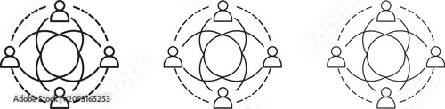 Team networking and connected circle icon for professional group