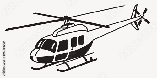 Εκτύπωση καμβά Black silhouette of helicopter with rotating blade, side view rotor