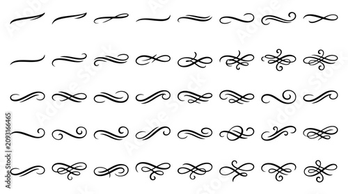 Foto Vintage calligraphic swirl dividers and elegant flourishes, 40 black vector deco