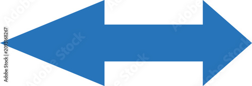 Fotografía Blue bidirectional arrow isolated on white background symbolizing choice and dir