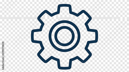 Gear icon on transparent background with dark blue gear configuration engineering mechanical technology machinery settings industry resource