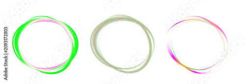 Glowing neon rings on transparent background for victor graphics