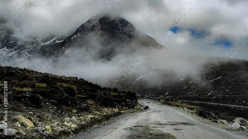 mountain landscape with clouds in tawang arunachal pradesh india