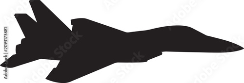 Konstfotografi Black Fighter Jet Silhouette With Twin Tails Military Aircraft Side Profile