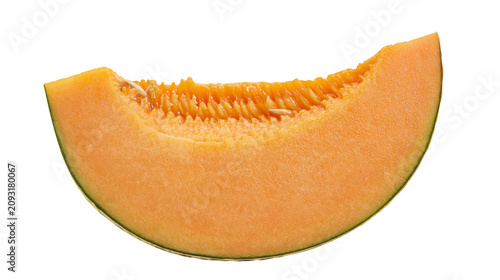 Valokuva Cantaloupe melon slice with seeds and rind