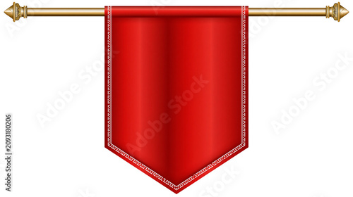 Εκτύπωση καμβά Red banner with gold pole and decorative trim