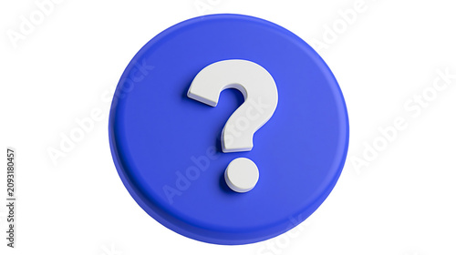 Foto Blue circle with white question mark symbol