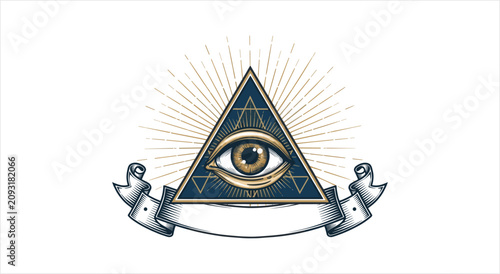 Konstfotografi The All Seeing Eye Pyramid Symbol of Mystery and Enlightenment.